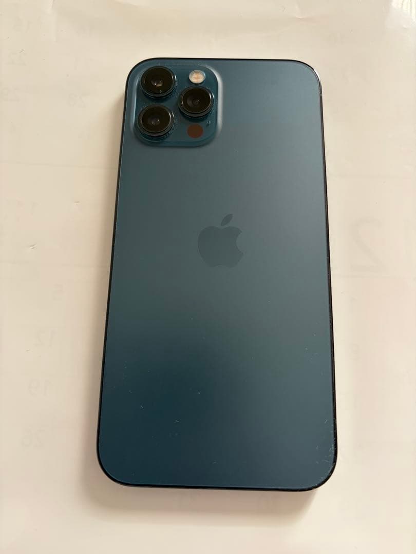 iPhone12promaxパシフィックブルー256GB 交換用ガラスフィルム付