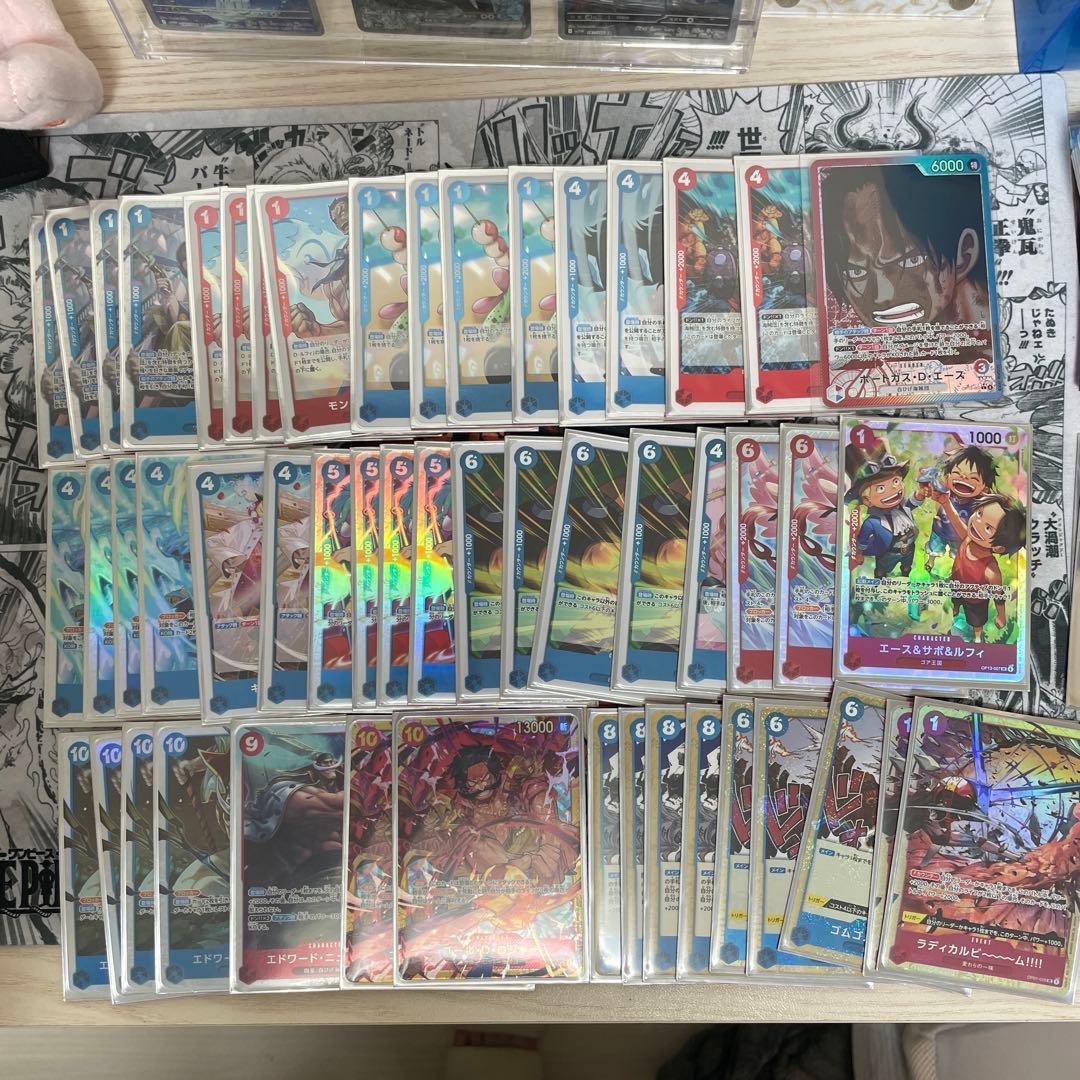 ワンピースカード 赤青エースデッキ　リーダーパラレル　パラレル複数　デッキパーツ
