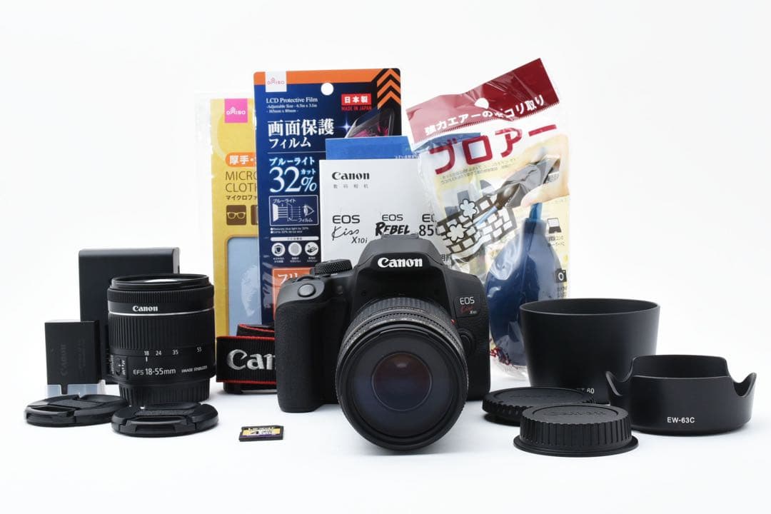 保証付き/一眼レフカメラ/canon kiss x10i標準&望遠レンズセット