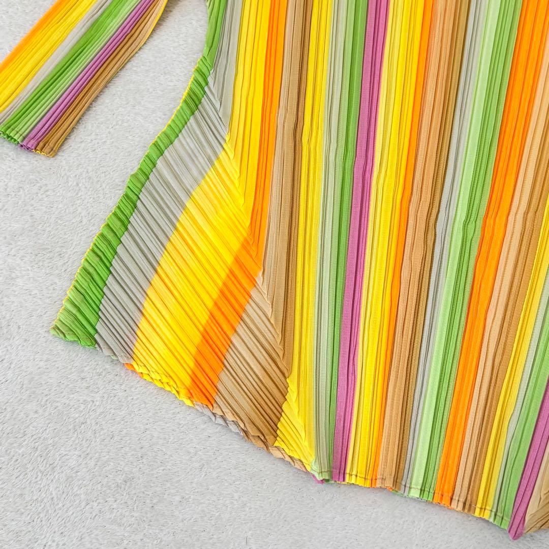 極美品✨PLEATS PLEASE 斜めプリーツ　変形　レインボー　チュニック