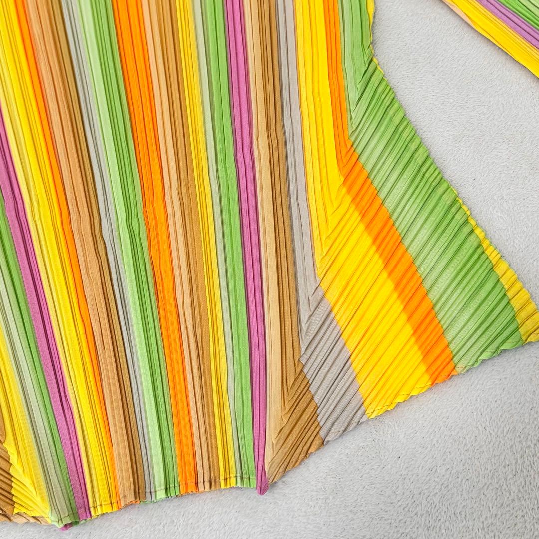極美品✨PLEATS PLEASE 斜めプリーツ　変形　レインボー　チュニック