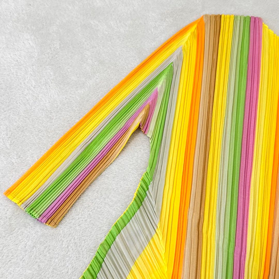 極美品✨PLEATS PLEASE 斜めプリーツ　変形　レインボー　チュニック