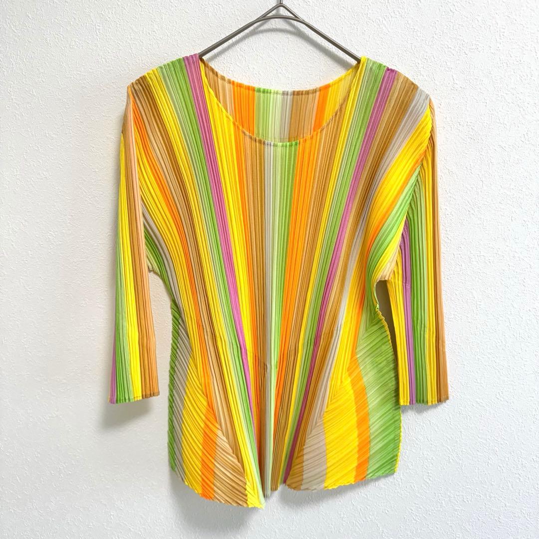 極美品✨PLEATS PLEASE 斜めプリーツ　変形　レインボー　チュニック