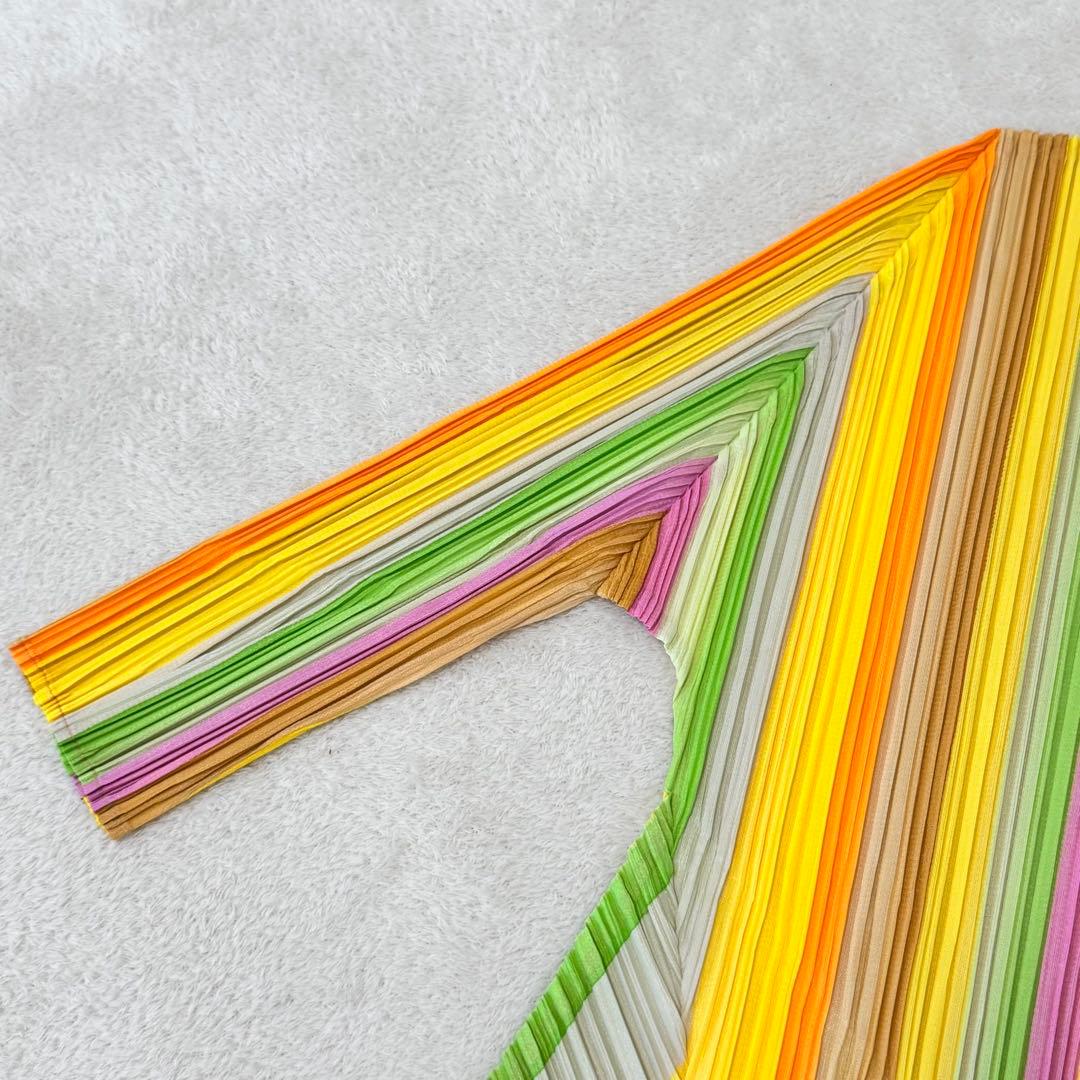 極美品✨PLEATS PLEASE 斜めプリーツ　変形　レインボー　チュニック