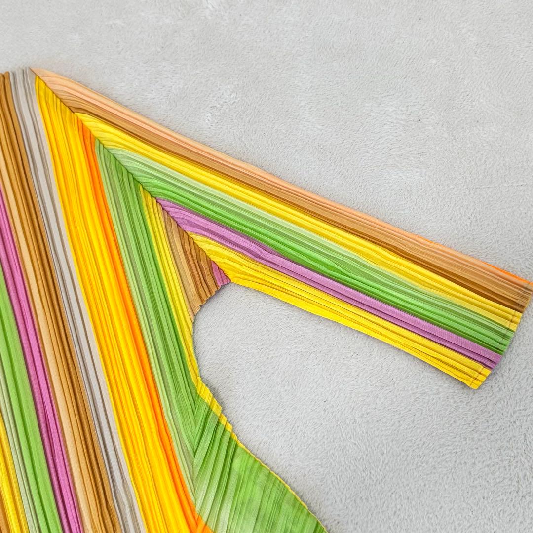 極美品✨PLEATS PLEASE 斜めプリーツ　変形　レインボー　チュニック