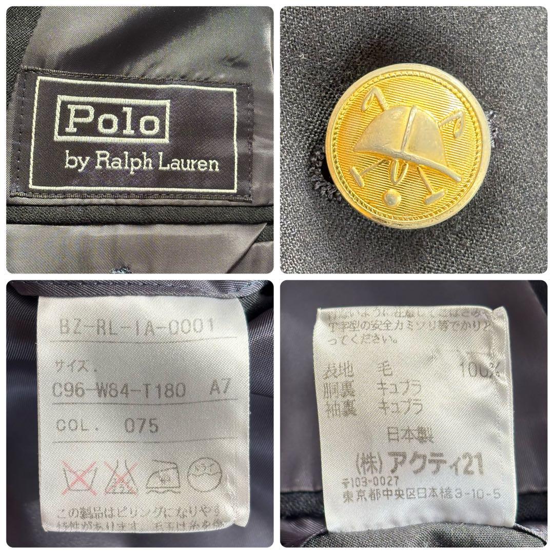 ポロバイラルフローレン XLサイズ 金ボタン テーラードジャケット 紺ブレ