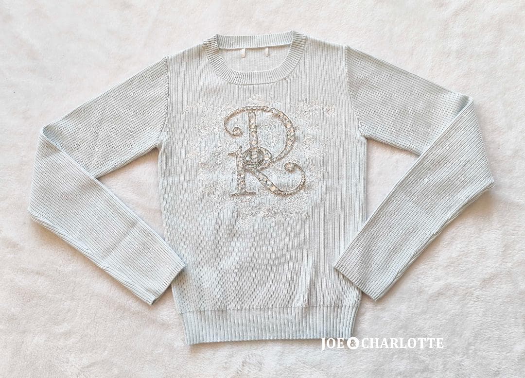 ダーリッチ darich DRビジューフラワーリブニットトップス SAX