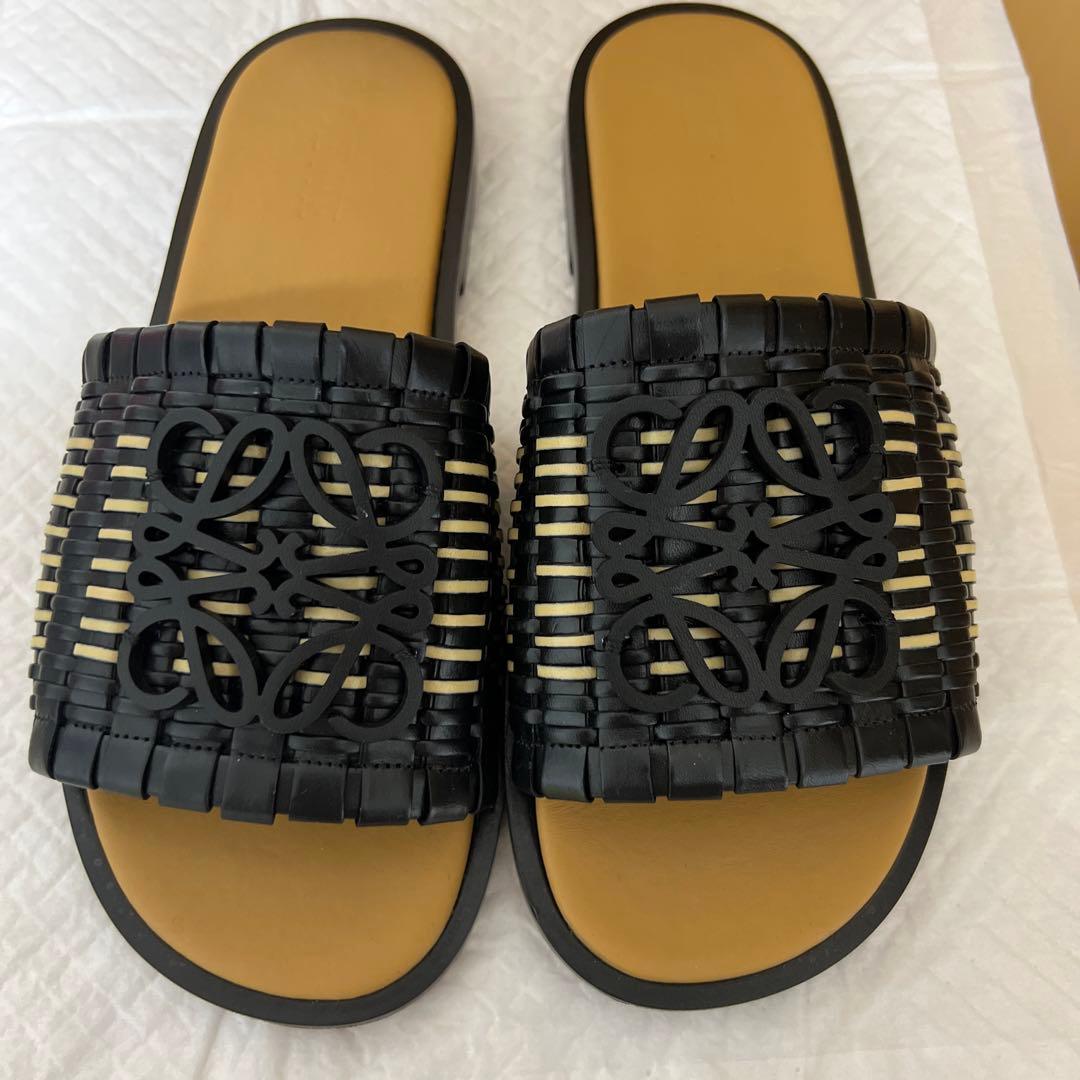 【美品/箱付き】LOEWE アナグラム ウーブンスライド サンダル24cm