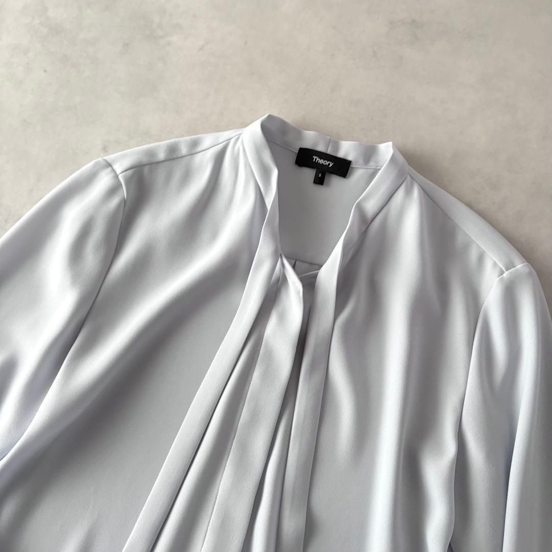 極美品　セオリー　長袖　ジョーゼット　タイブラウス　アイス