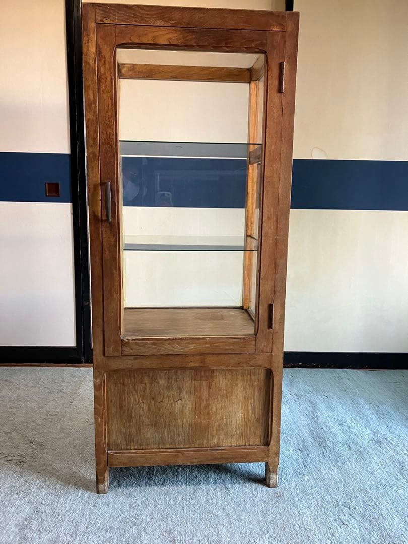 レトロ商品　木製ガラスケース　商品ケース3段