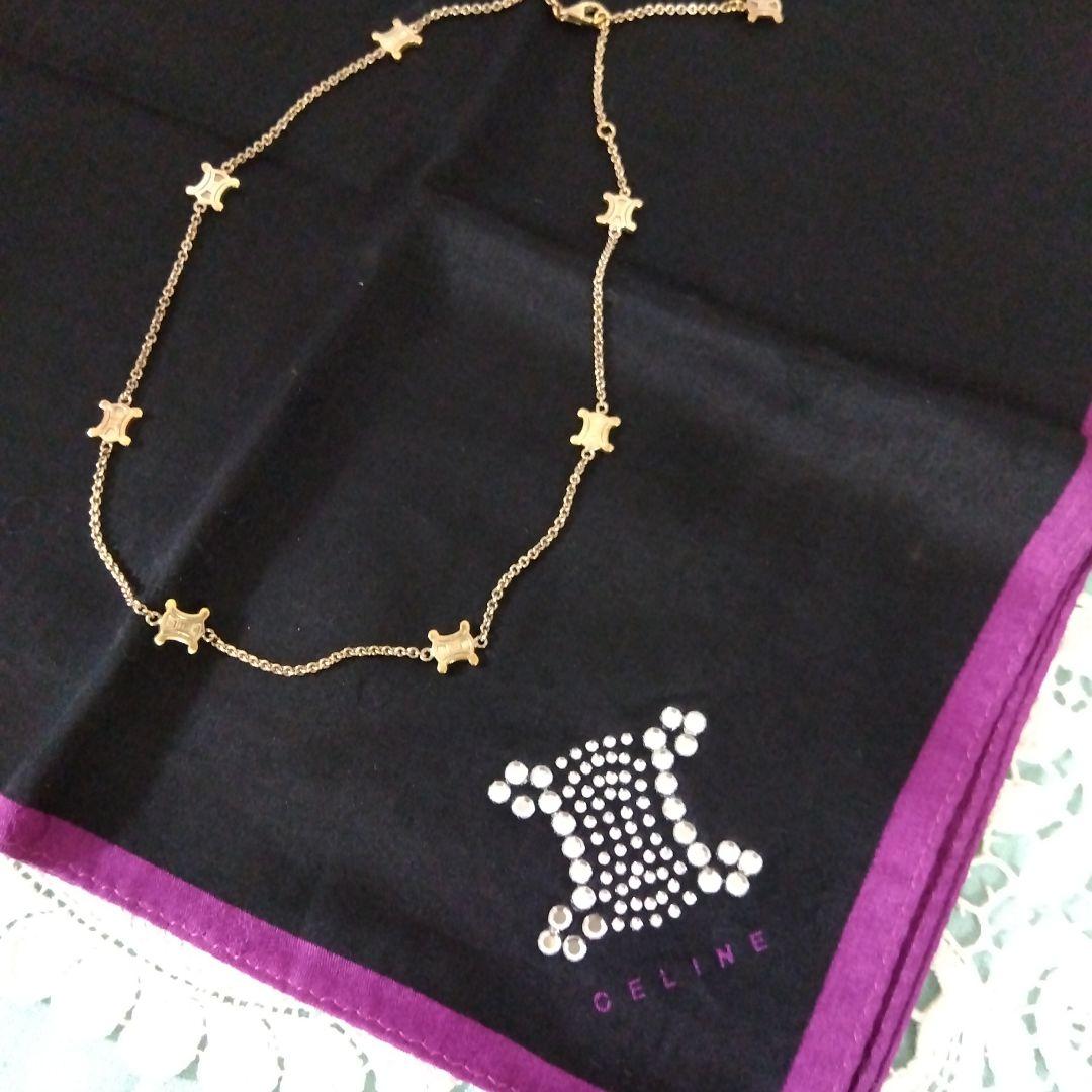 CELINEヴィンテージネックレス✚未使用大判ハンカチ