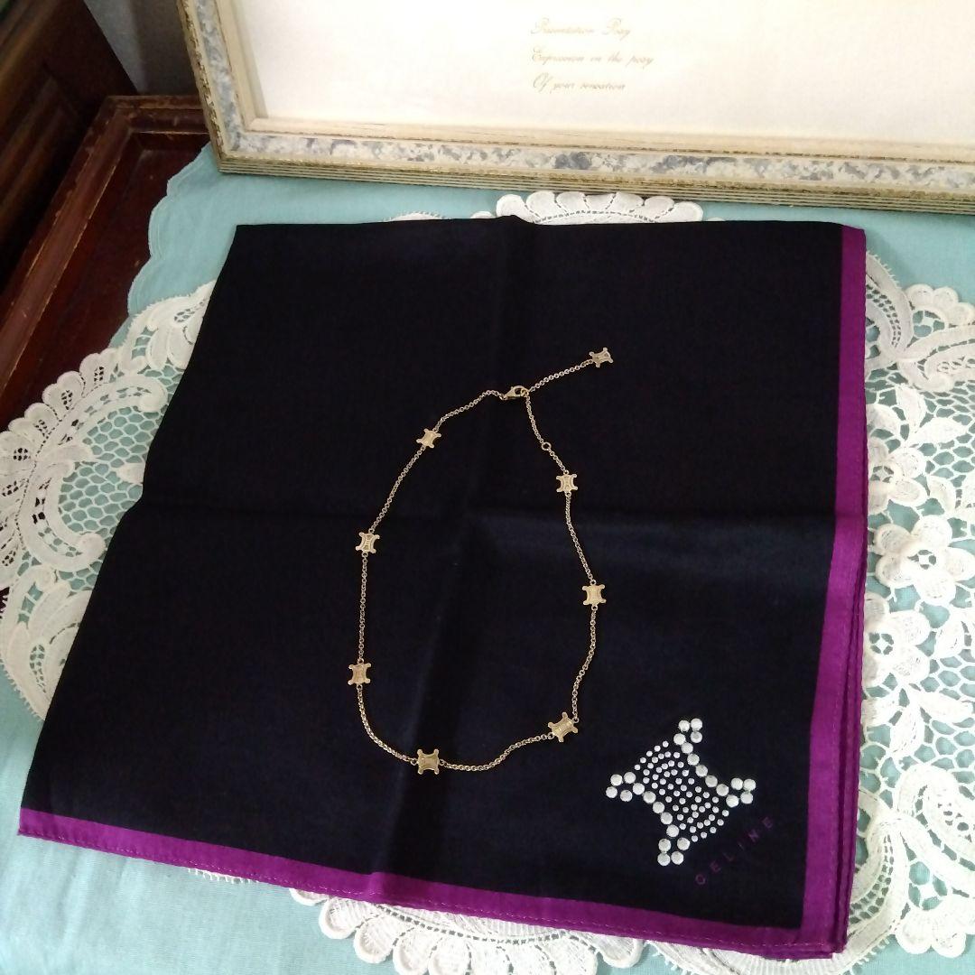 CELINEヴィンテージネックレス✚未使用大判ハンカチ