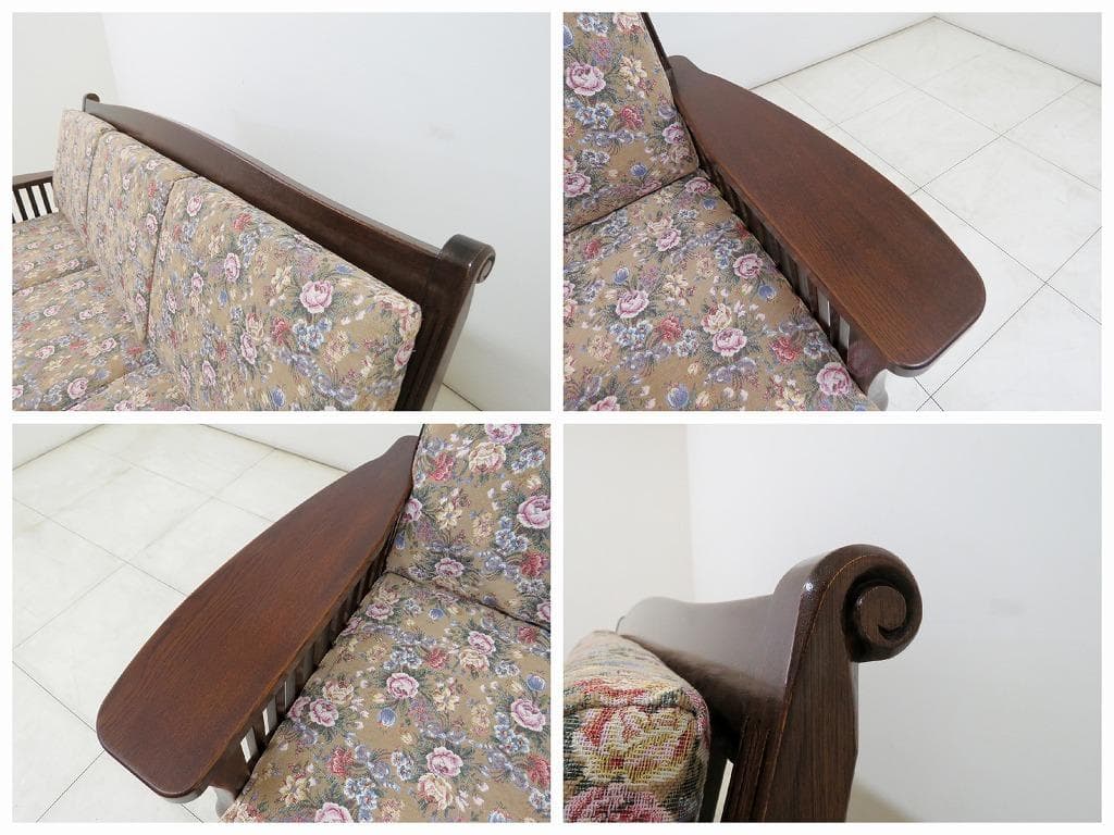 コロニアル 3人掛けソファ ウッドフレーム ベンチ検葉山ガーデン三越カリモク