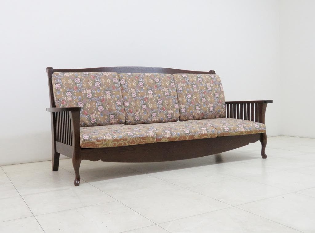 コロニアル 3人掛けソファ ウッドフレーム ベンチ検葉山ガーデン三越カリモク