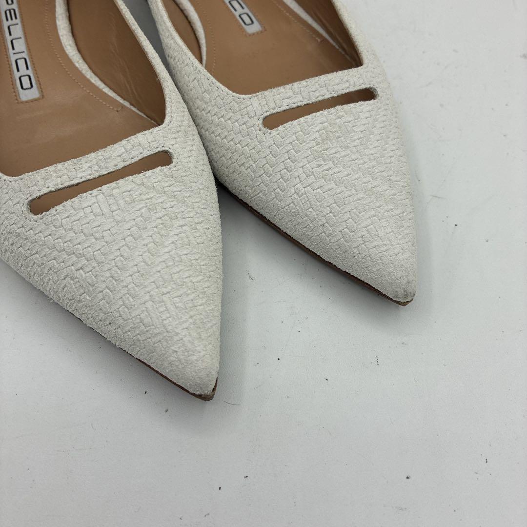 【美品】ペリーコ アネッリ ポインテッドトゥ フラットパンプス 36 ホワイト