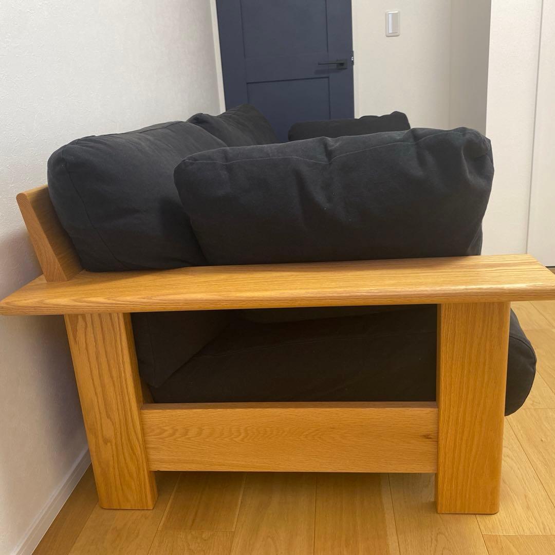 free0120　ミヤモト家具　カウチソファー　ブラック