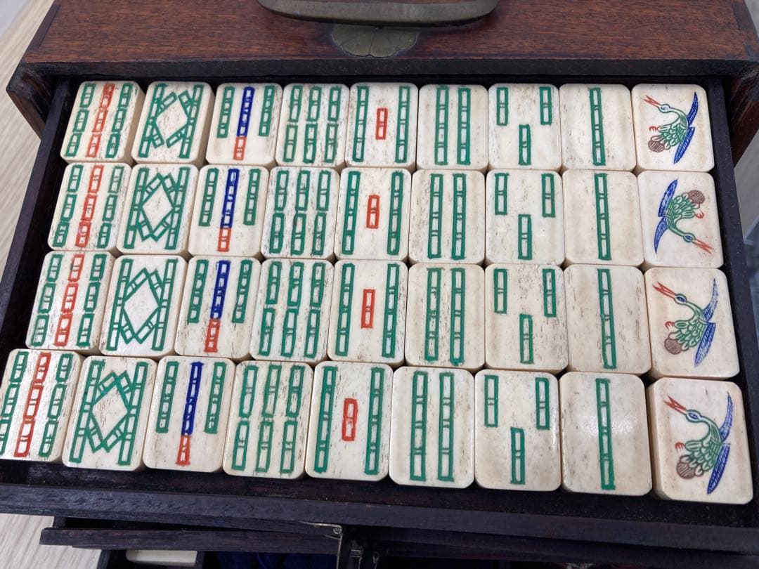 【骨董品】麻雀牌セット 木製収納箱付き