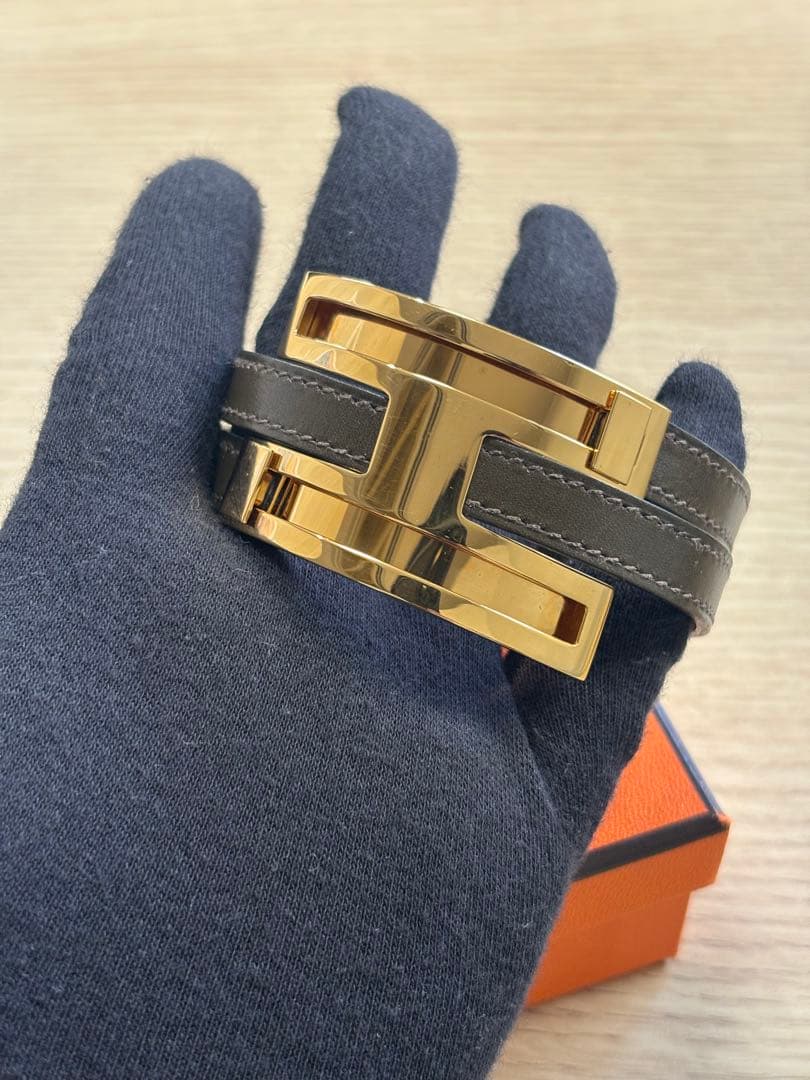 HERMES エルメス プスプス ブレスレット ゴールド レザー