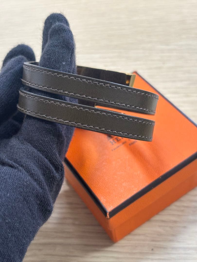 HERMES エルメス プスプス ブレスレット ゴールド レザー