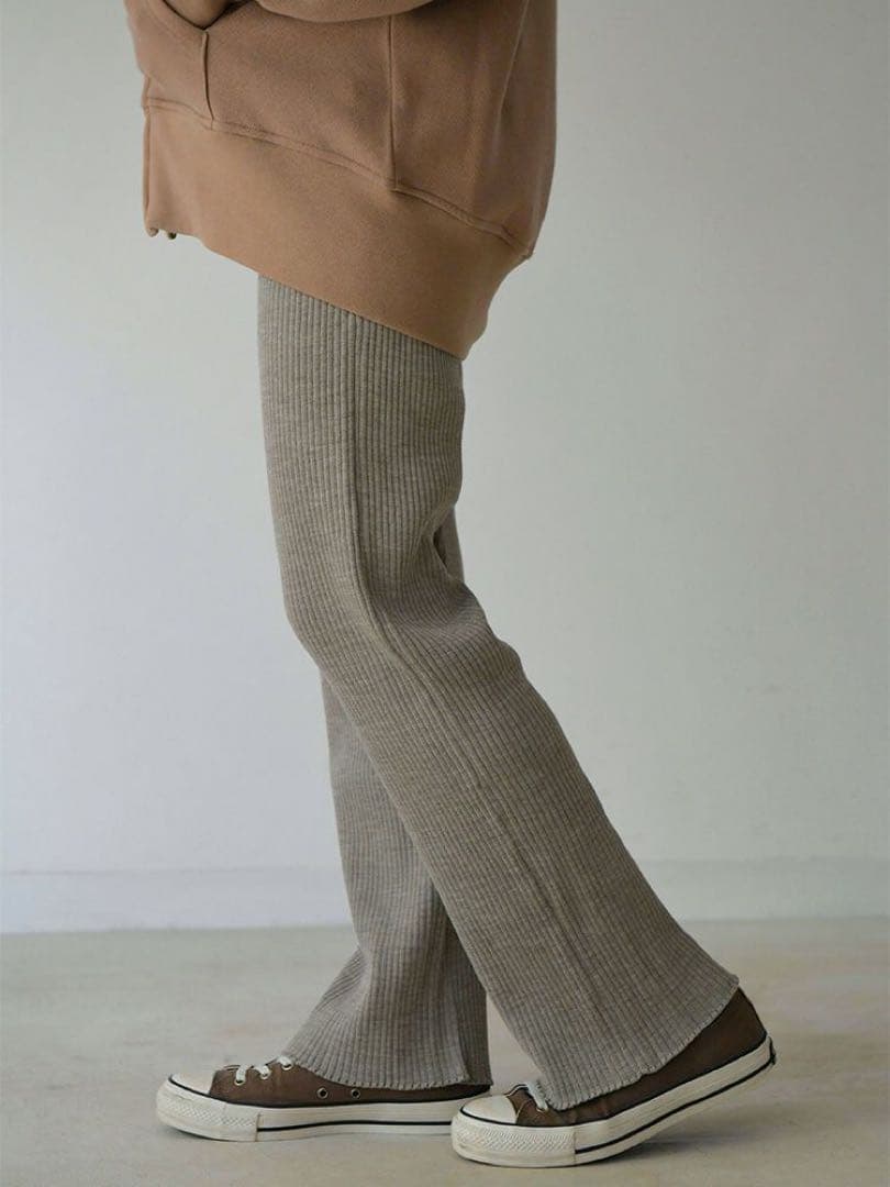 うなぎいぬ　　ハグオーワー　メランジニットパンツ　リブニット