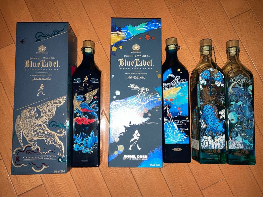 ジョニーウォーカー　ブルーラベル　干支限定ラベル　空瓶4本セット