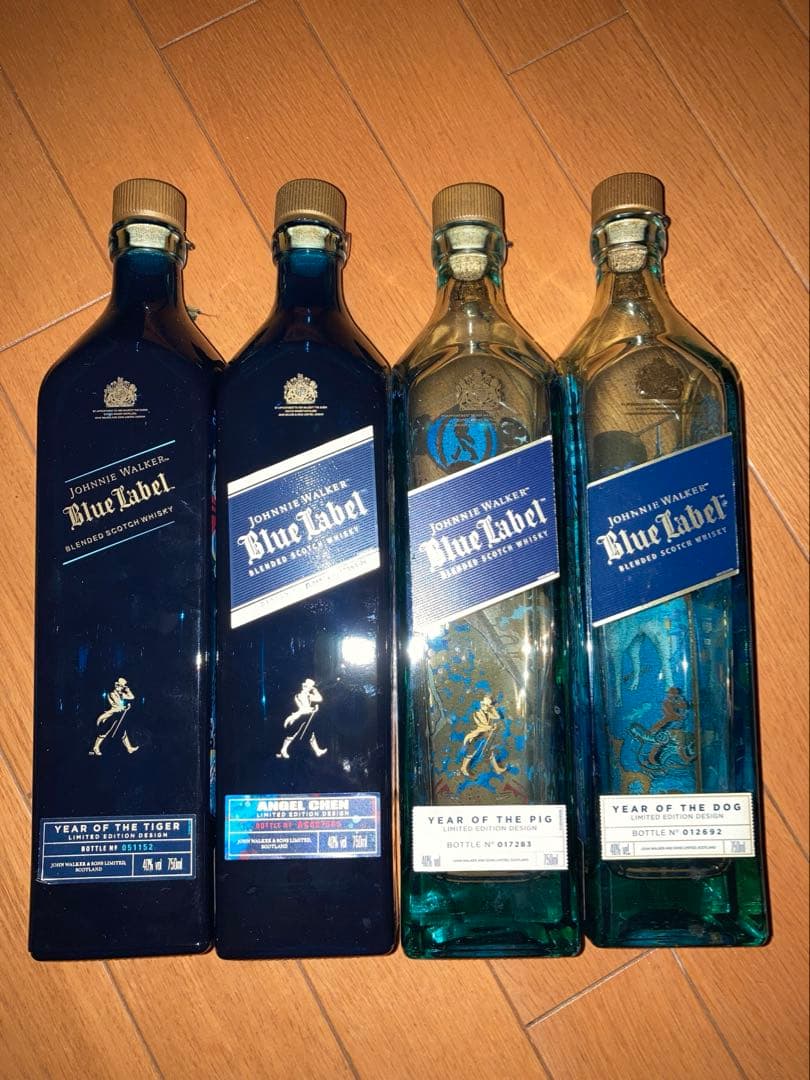 ジョニーウォーカー　ブルーラベル　干支限定ラベル　空瓶4本セット