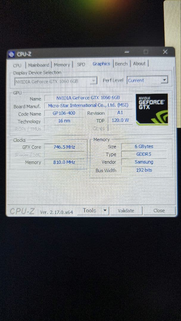 MSI GeForce GTX 1060 グラフィックボード 6gb