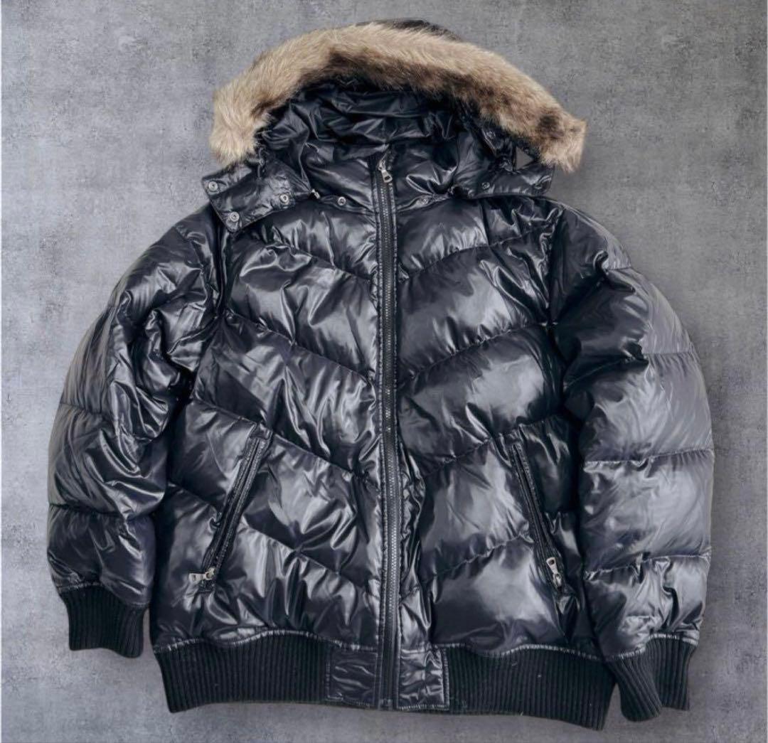 Y2K old UNIQLO ダウンジャケット 黒 ファー 短丈 XL