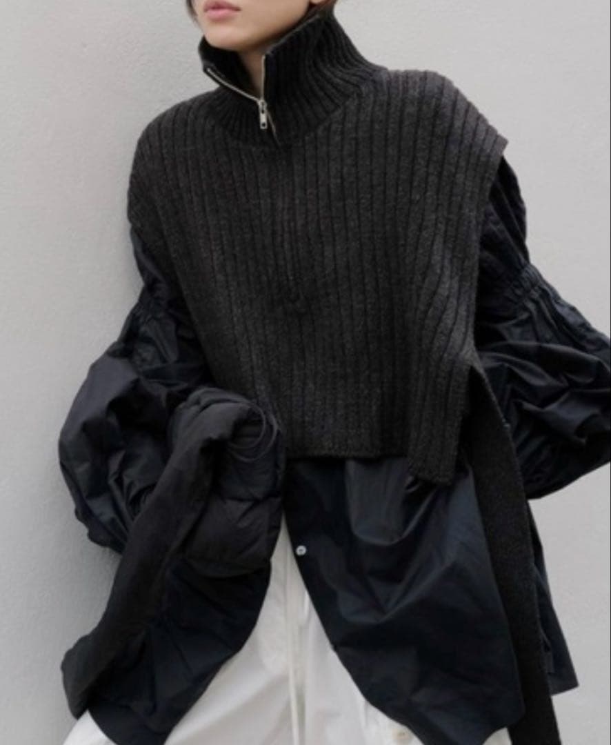 ETRE TOKYO ハーフジップタートルニットベスト　エトレトウキョウ