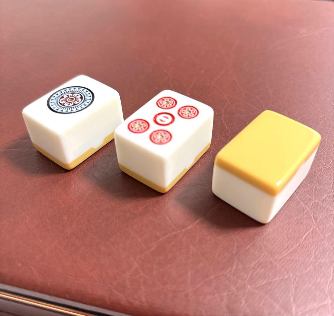 【希少】ミズノ丸一 天山 高級麻雀牌 赤ドラ丸一刻印　三羽一索 背黄