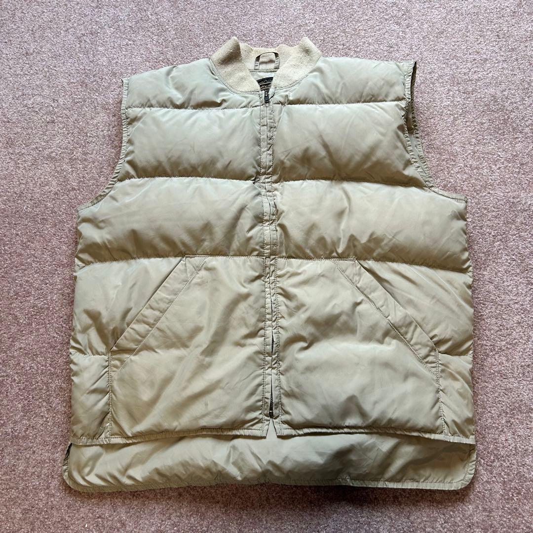Eddie Bauer ダウンベスト カーキ 黒タグ 80s 短丈