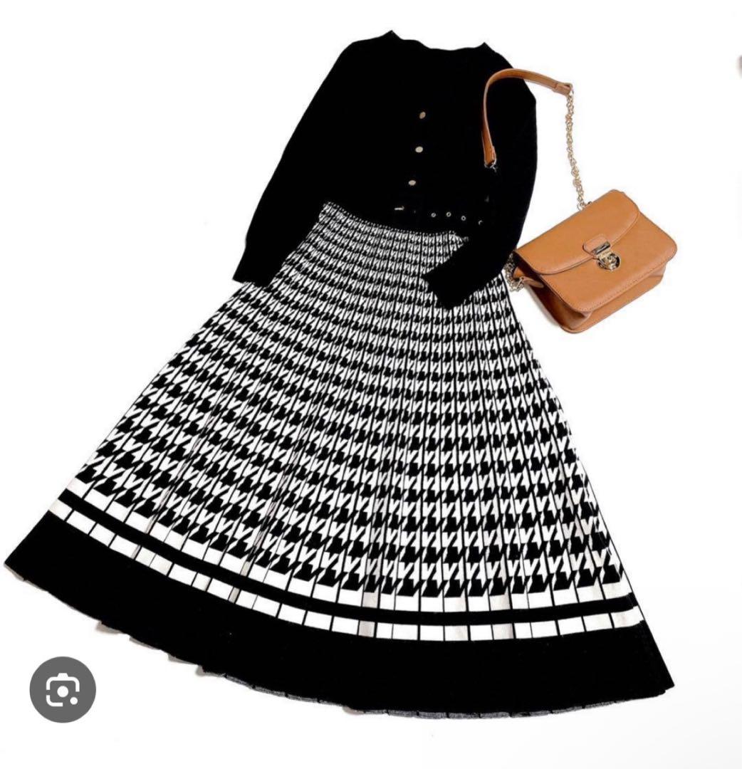 ダイアグラム　千鳥柄　ニットロングワンピース　グレースコンチネンタル