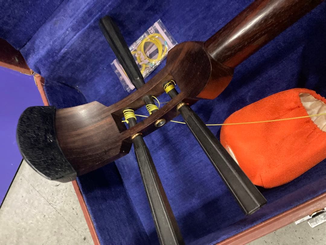 I）高級 和楽器 三味線 純銀 紅木 ハードケース付き