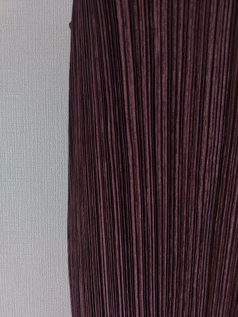 イッセイミヤケ　プリーツマキシワンピース　ブラウン　ノースリーブ