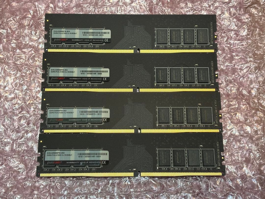 panram DDR4 2666 pc4 21300 8GB 4枚 計32GB