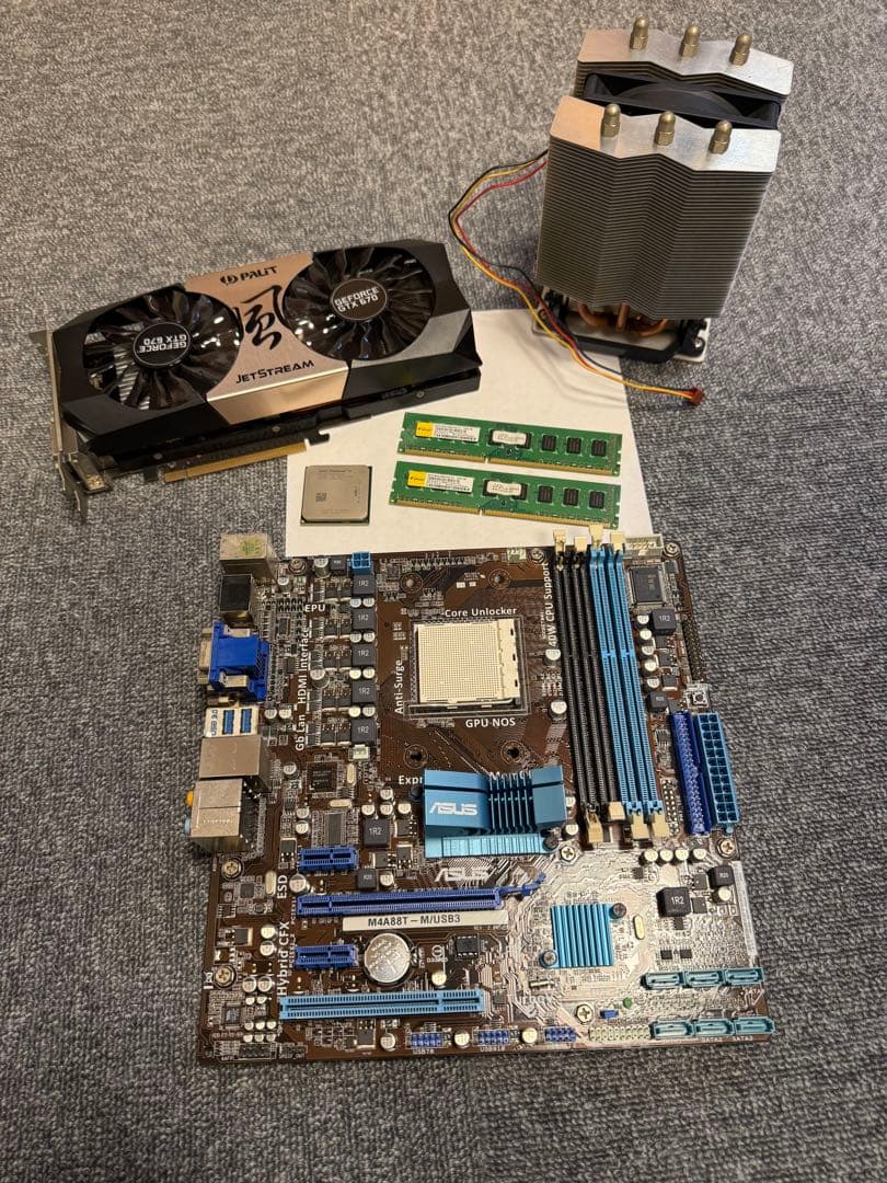 マザーボード、グラボ、CPU、CPUクーラー、メモリセット