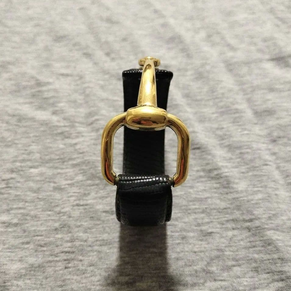 GUCCIグッチ ホースビット レザーバングル レザーブレス ブラック×ゴールド