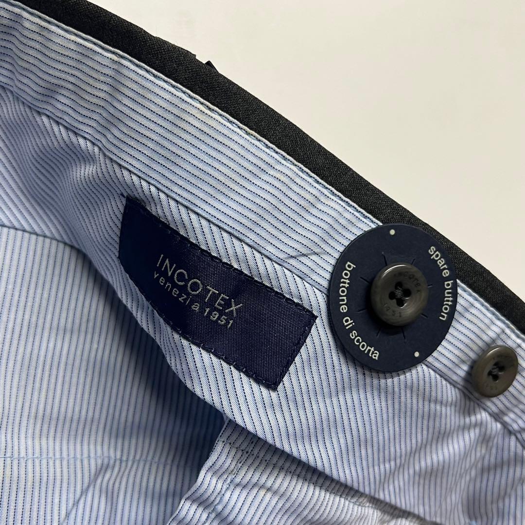 【新品未使用品】インコテックス スラックスパンツ ウール チャコールグレー 46