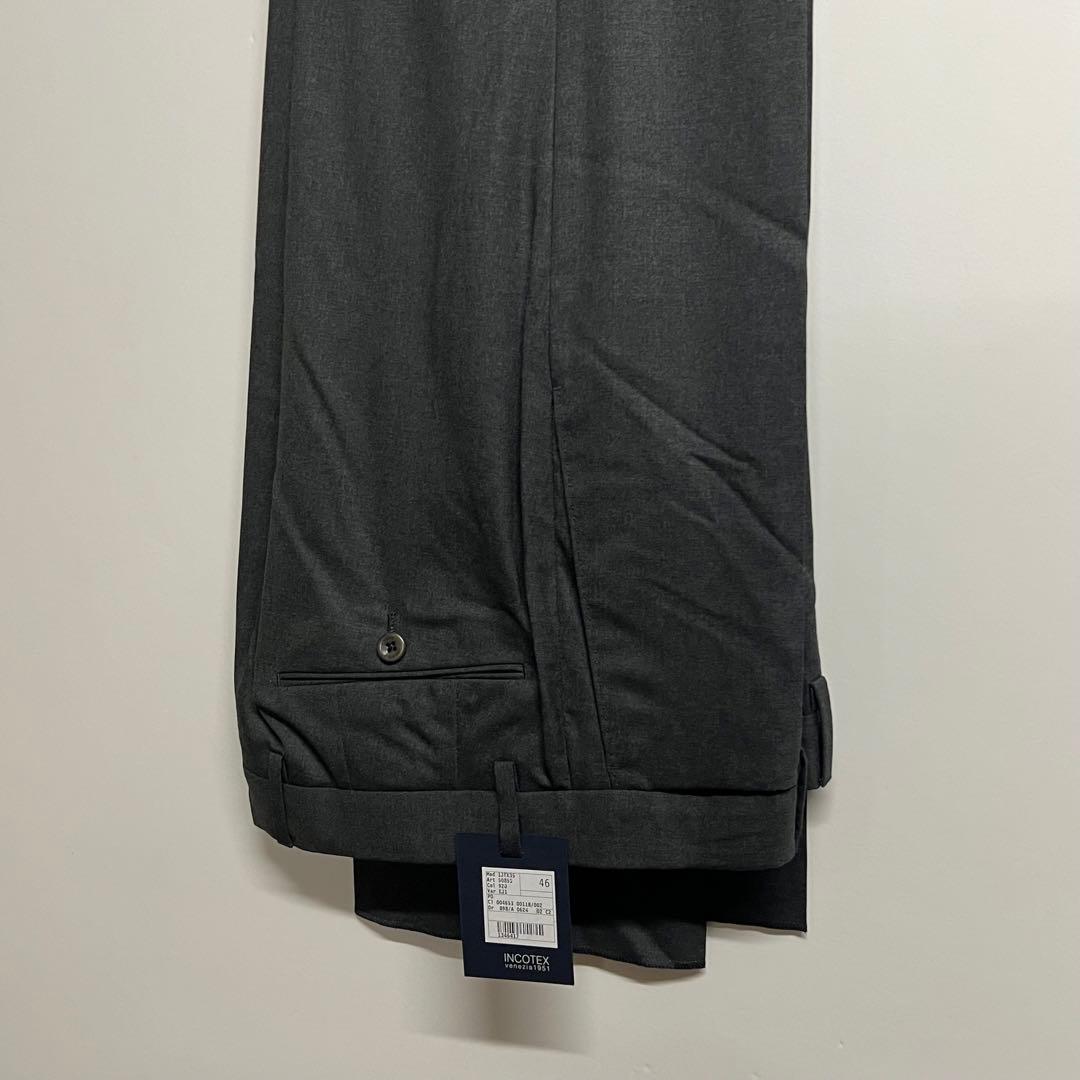 【新品未使用品】インコテックス スラックスパンツ ウール チャコールグレー 46