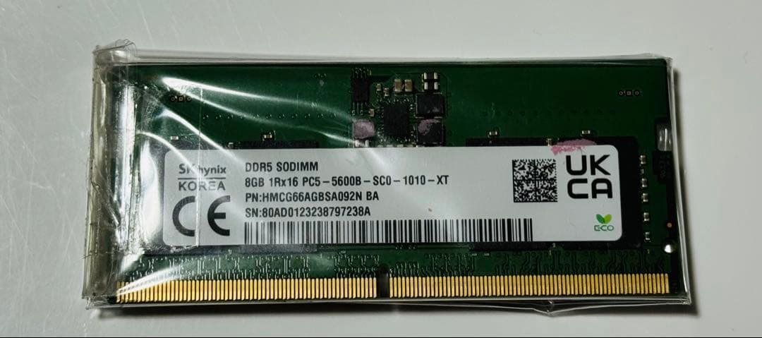 SK hynix DDR5 8GB 5600MHzノートPC用メモリSODIMM