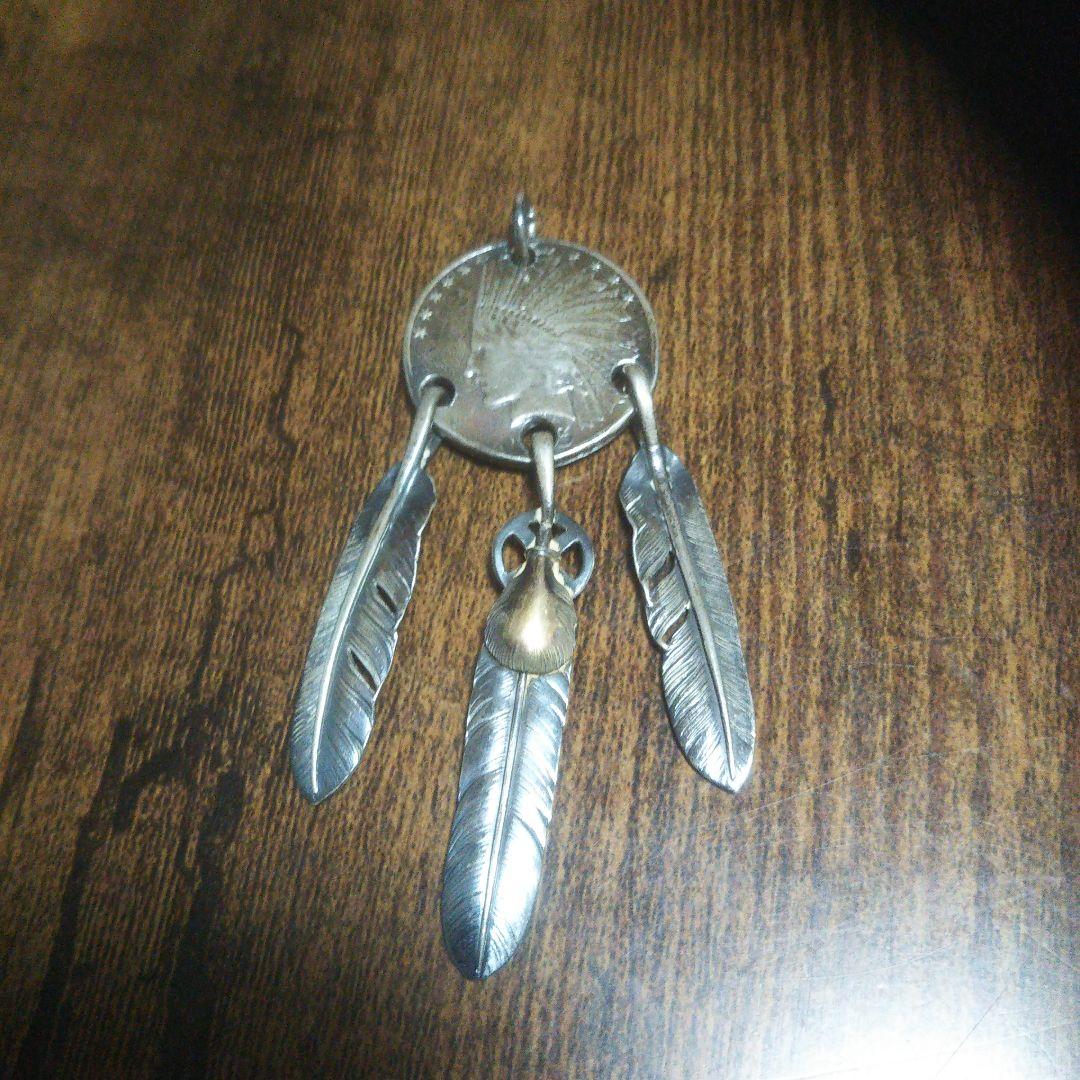 インディアンヘッドデザイン ペンダント 3点吊り フェザー