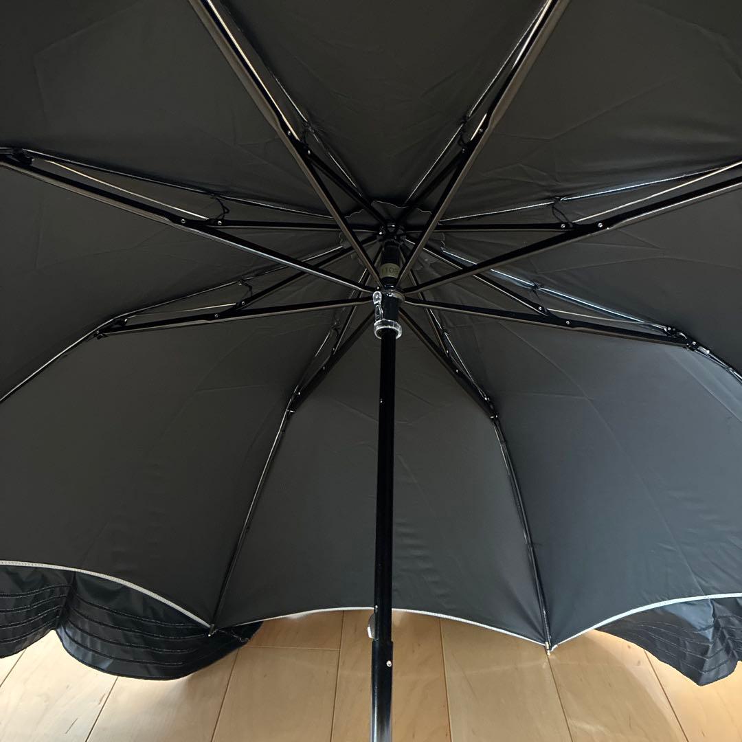 ビューランス　持ち手付きホワイト×ブラックフリル　晴雨兼用日傘①若干汚れあり！
