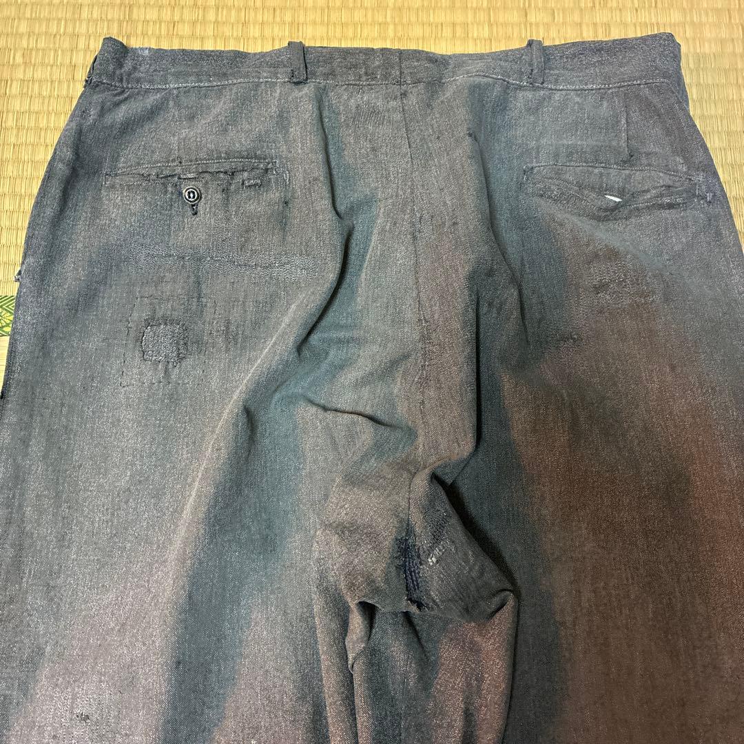 40s 50s vintage ブラックシャンブレー スラックス ワークパンツ