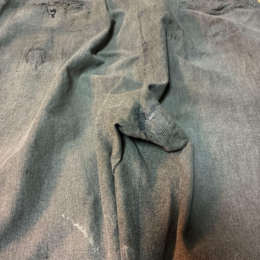 40s 50s vintage ブラックシャンブレー スラックス ワークパンツ