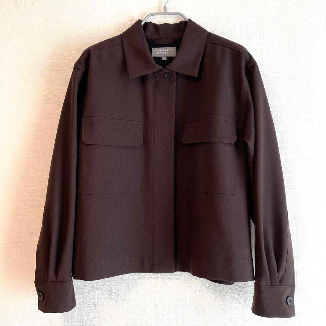 MARGARET HOWELL ウールシャツアウター サイズ1 ダークブラウン