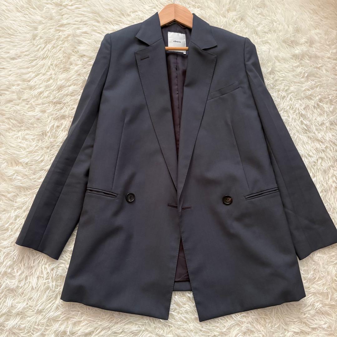 極美品◎ebure ダブル テーラードジャケット ダークグレー サイズ36