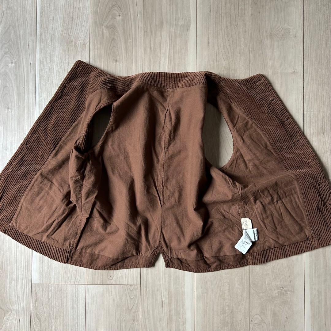 極美品＊nest Robe コットンコーデュロイハンティングベスト 後身頃リネン