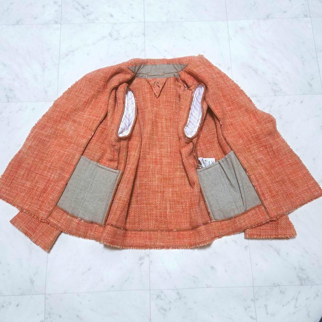 【希少】45R Badou-R ツイードジャケット ウール 革紐 フリンジ