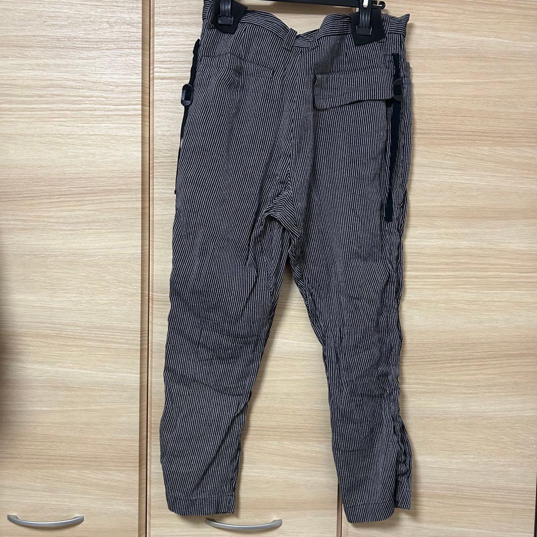 undercover 25ss シルク和紙ドビーストライプ クロップドパンツ