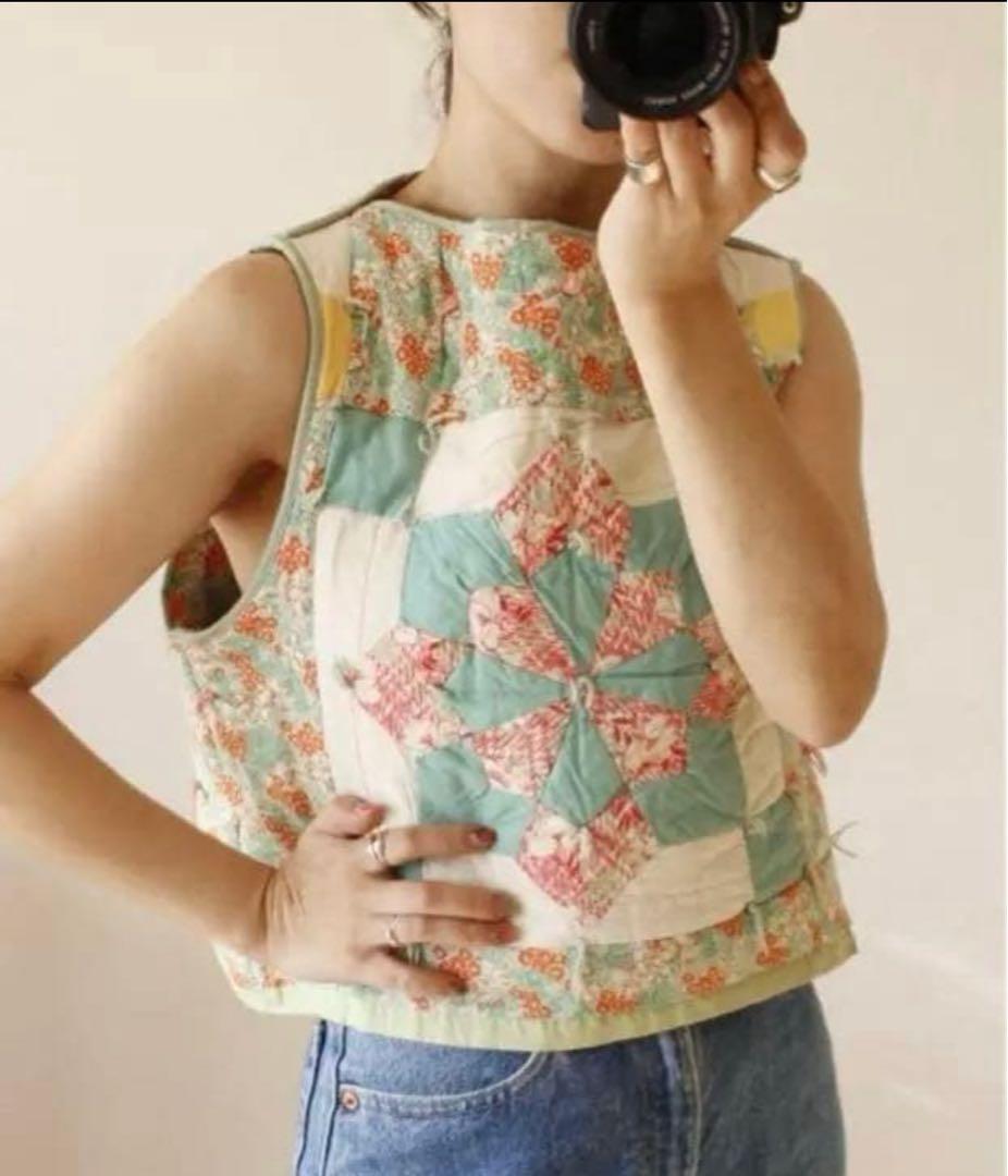 nude vintageヴィンテージ　キルト　ベスト　プルオーバー